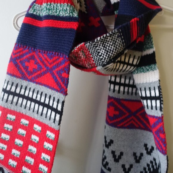 J Crew k2934 Extra Long Merino Wool Blend Scarf fair isle Multicolor Women's - Picture 13 of 14